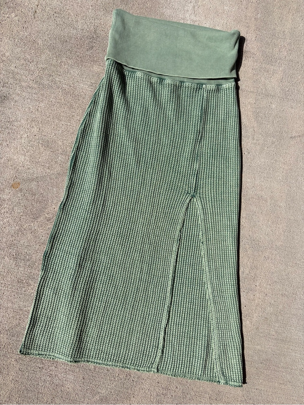 Free People FP One Pari midi skirt washed green teal stretchy skirt NWOT MD - Picture 5 of 7